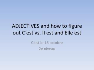 ADJECTIVES and how to figure out C’est vs. Il est and Elle est