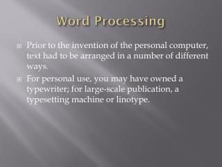 Word Processing