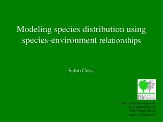 Modeling species distribution using species-environment relationships