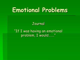 Emotional Problems