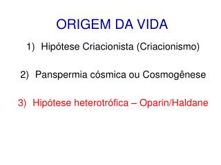 ORIGEM DA VIDA