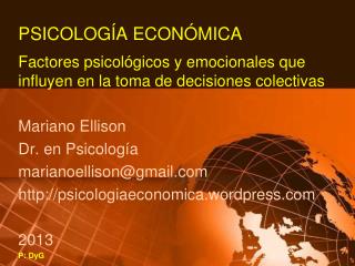 PSICOLOGÍA ECONÓMICA