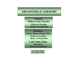 ERGONOMIA E LER/DORT