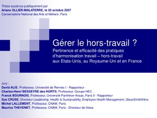 Thèse soutenue publiquement par Ariane OLLIER-MALATERRE, le 20 octobre 2007