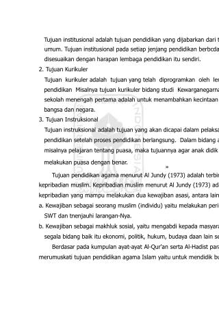 Tujuan institusional adalah tujuan pendidikan yang dijabarkan dari tujuan