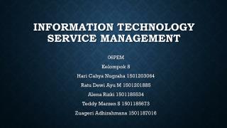 Information technology Service Management