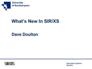 What’s New In SIR/XS