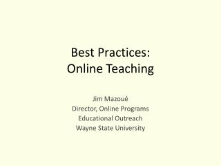 Best Practices: Online Teaching