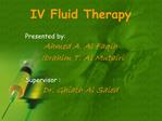 IV Fluid Therapy