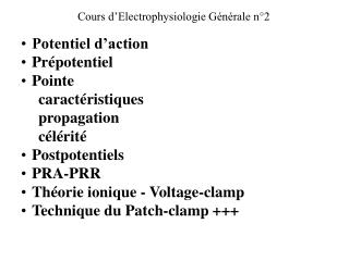 Cours d’électrophysiologie n°2