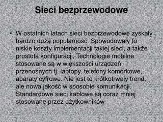 Sieci bezprzewodowe