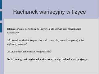 Rachunek wariacyjny w fizyce