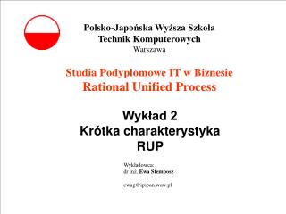 Studia Podyplomowe IT w Biznesie Rational Unified Process