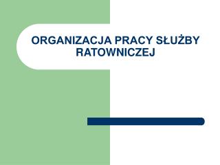 ORGANIZACJA PRACY SŁUŻBY RATOWNICZEJ