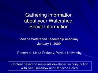 Gathering Information about your Watershed: Social Information