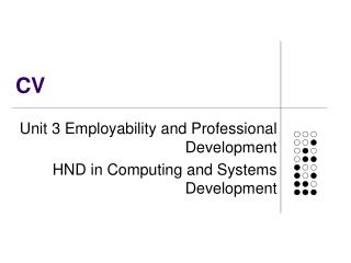 Unit 3 Employability and Professional Development HND in Computing and Systems Development