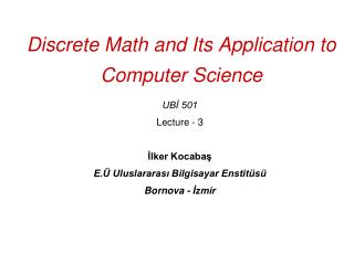 Discrete Math and Its Application to Computer Science