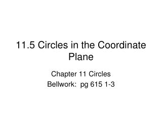 11.5 Circles in the Coordinate Plane