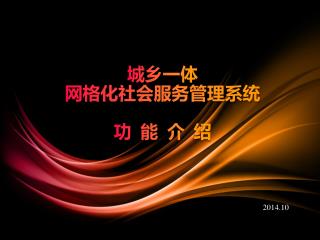 城乡一体 网格化社会服务管理系统 功 能 介 绍