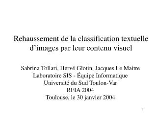 Rehaussement de la classification textuelle d’images par leur contenu visuel