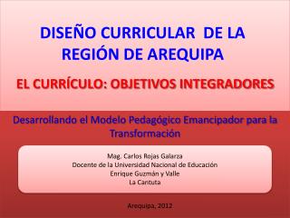 EL CURRÍCULO: OBJETIVOS INTEGRADORES