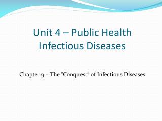 Unit 4 – Public Health Infectious Diseases