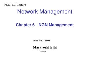 Network Management Chapter 6 NGN Management