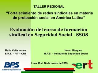 Evaluación del curso de formación sindical en Seguridad Social - SSOS