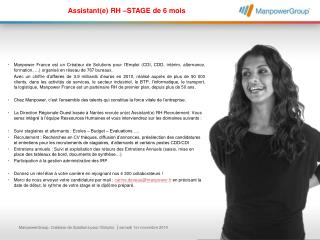 Assistant(e) RH –STAGE de 6 mois