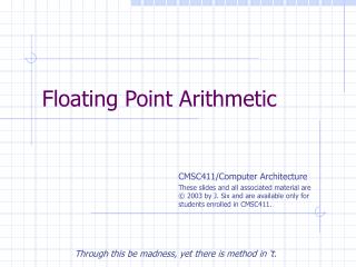 Floating Point Arithmetic