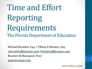 Time and Effort Reporting Requirements The Florida Department of Education