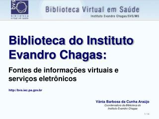 Biblioteca do Instituto Evandro Chagas: Fontes de informações virtuais e serviços eletrônicos