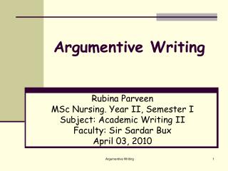 Argumentive Writing