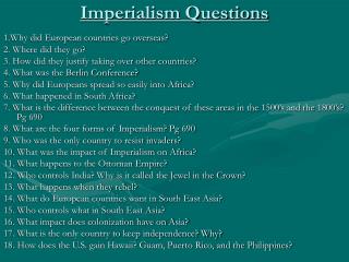 Imperialism Questions