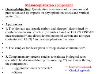 Mesozooplankton component