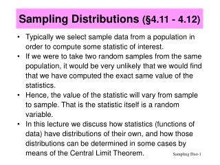 Sampling Distributions ( § 4.11 - 4.12)
