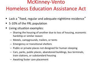 McKinney-Vento Homeless Education Assistance Act