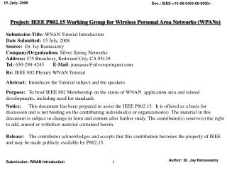 Project: IEEE P802.15 Working Group for Wireless Personal Area Networks (WPANs)