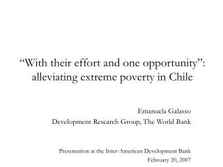 “With their effort and one opportunity”: alleviating extreme poverty in Chile