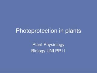 Photoprotection in plants
