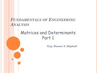 Fundamentals of Engineering Analysis