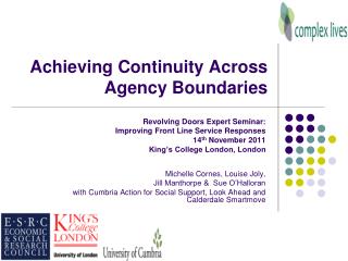 Achieving Continuity Across Agency Boundaries