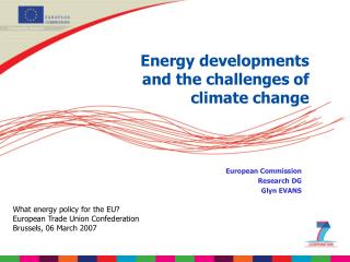 Energy developments and the challenges of climate change