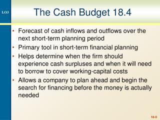 The Cash Budget 18.4