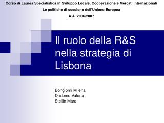 Il ruolo della R&amp;S nella strategia di Lisbona