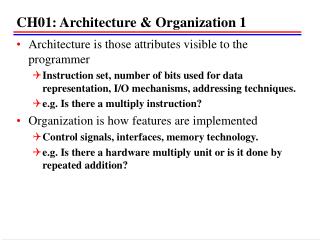 CH01: Architecture &amp; Organization 1