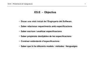 ES:E - Objectius