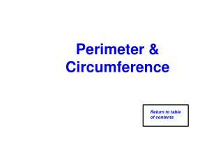 Perimeter &amp; Circumference