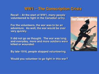 WW1 – The Conscription Crisis
