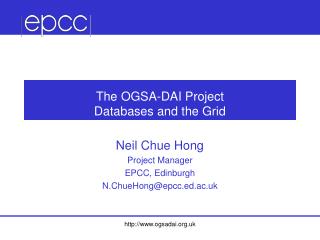 The OGSA-DAI Project Databases and the Grid